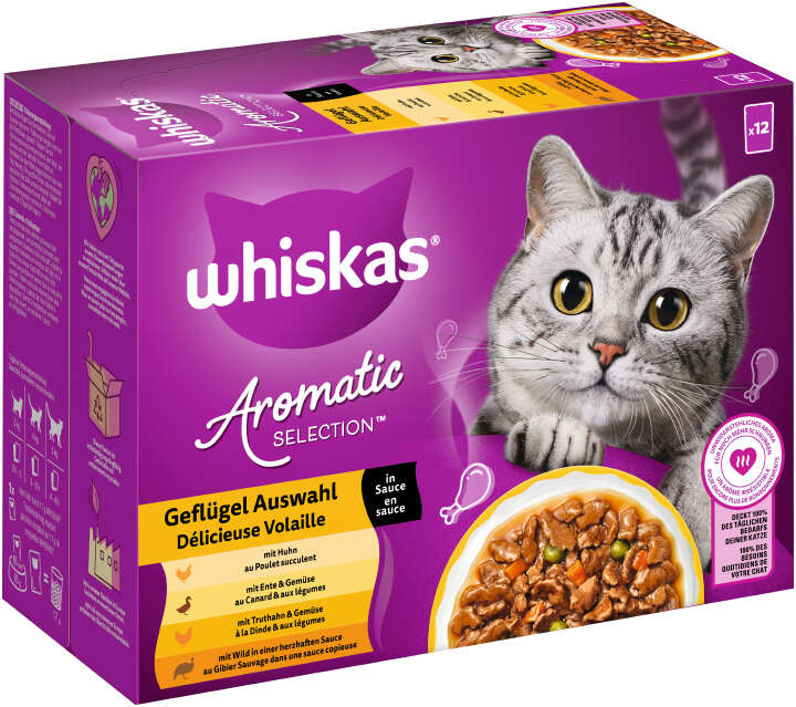 whiskas Katzen-Nassfutter Aromatic Selection Geflügel Auswahl in Sauce Megapack